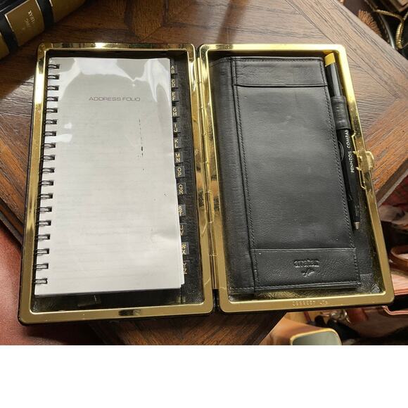 Vintage Abas Wallet/Address Folio, Black Embossed Crock Pattern - Picture 2 of 4